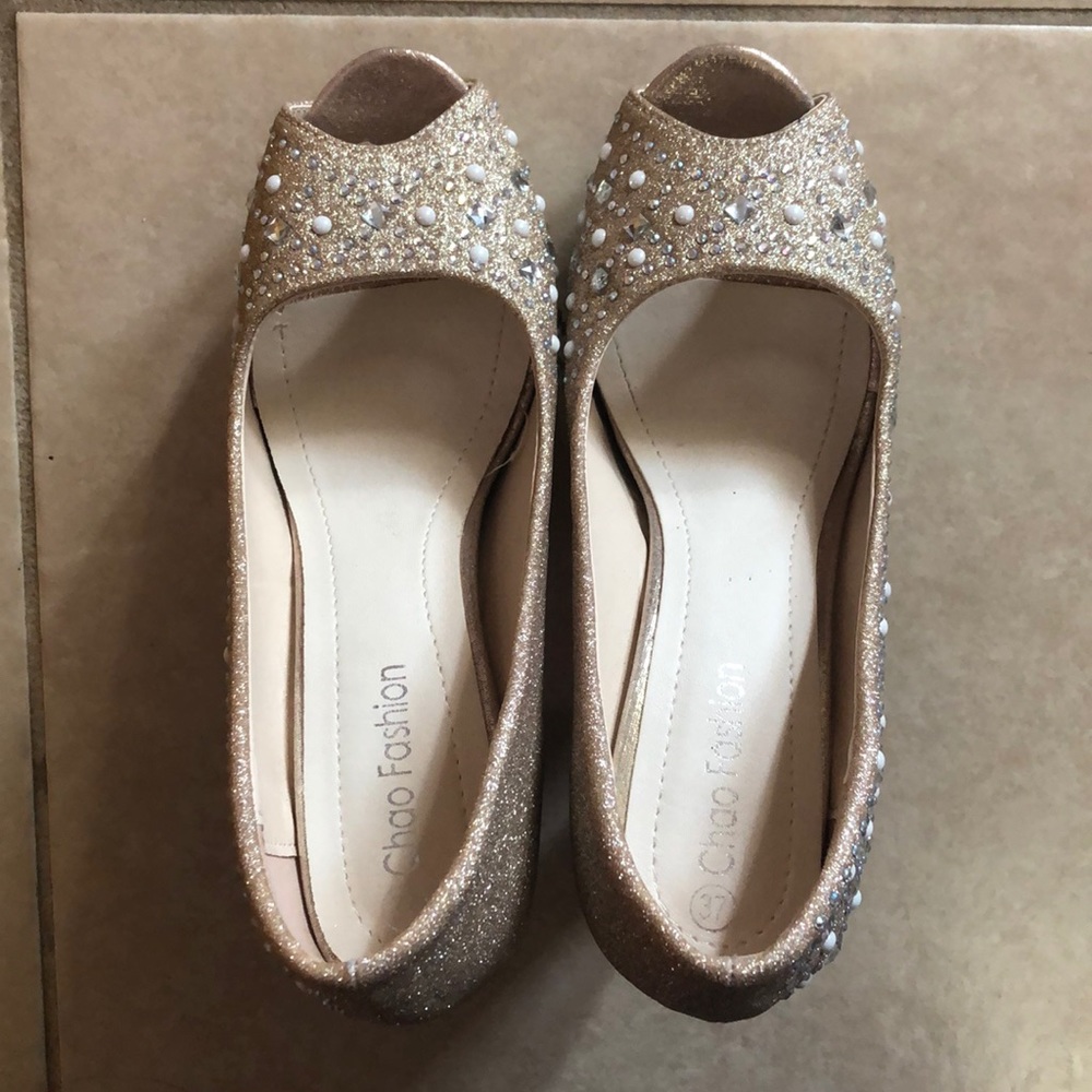 Gold Heels with Rhinestones - Picture 2 of 3